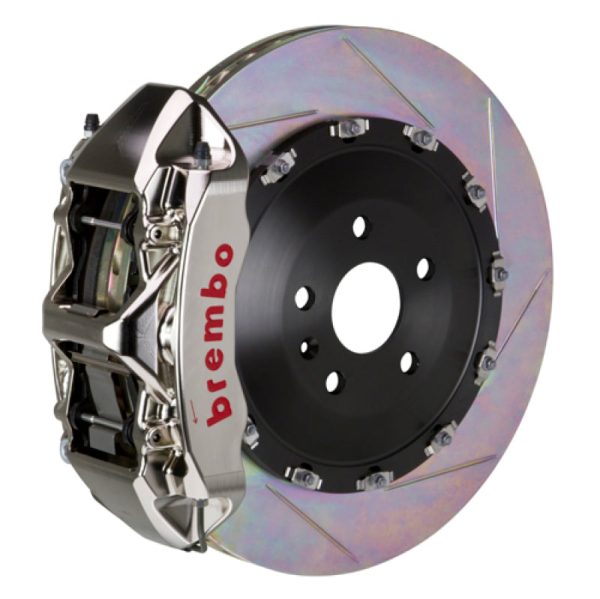 Brembo 04-10 5-Series (Excl. xDrive M5) Fr GTR BBK 6Pist Billet 405x34 2pc Rotor Slot Type1-Nickel For Sale