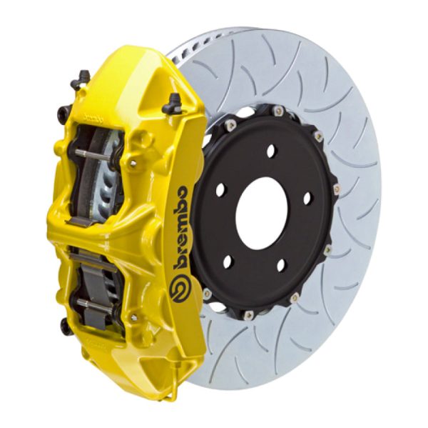 Brembo 05-13 Corvette Front GT BBK 6 Piston Cast 350x34 2pc Rotor Slotted Type-3- Yellow Online Hot Sale