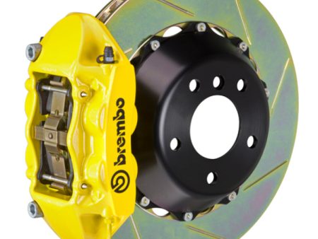 Brembo 03-06 G35 Sedan 03-08 350Z Rear GT BBK 4 Piston Cast 345x28 2pc Rotor Slotted Type1-Yellow Sale