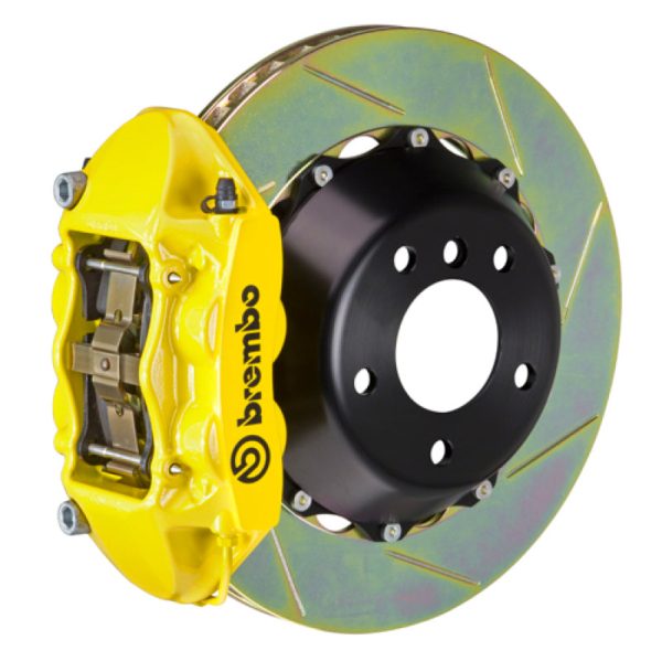 Brembo 03-06 G35 Sedan 03-08 350Z Rear GT BBK 4 Piston Cast 345x28 2pc Rotor Slotted Type1-Yellow Sale