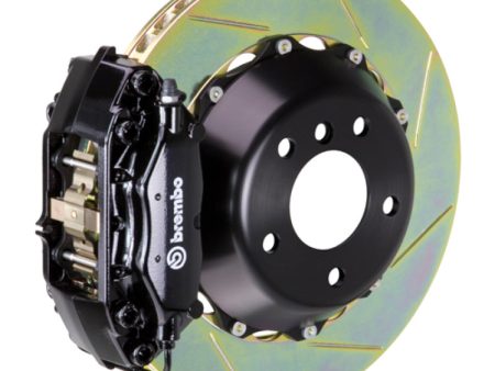 Brembo 03-06 G35 Sedan Coupe 03-08 350Z Rr GT BBK 4 Pist Cast 345x28 2pc Rotor Slotted Type1-Black Hot on Sale