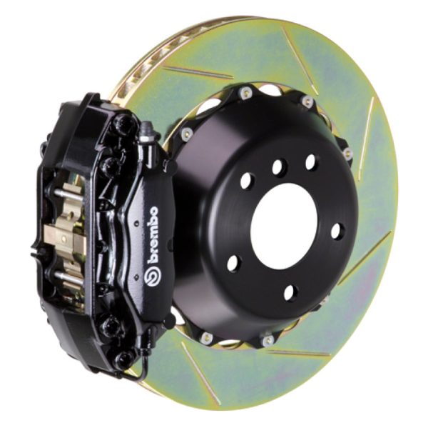 Brembo 03-06 G35 Sedan Coupe 03-08 350Z Rr GT BBK 4 Pist Cast 345x28 2pc Rotor Slotted Type1-Black Hot on Sale