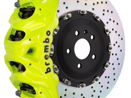 Brembo 05-13 Range Rover Sport Fr GT BBK 8Pis Cast 412x38 2pc Rotor Drilled-Fluo. Yellow on Sale