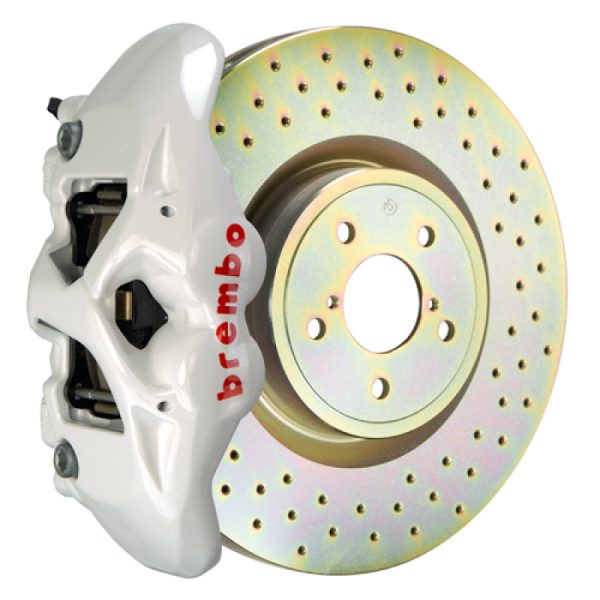 Brembo 02-07 Impreza WRX 08-14 WRX Front GT BBK 4 Piston Cast 326 x30 1pc Rotor Drilled- White Online Sale