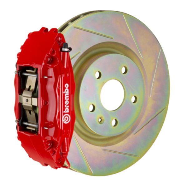 Brembo 02-07 Impreza WRX 08-14 WRX Front GT BBK 4 Piston Cast 326 x30 1pc Rotor Slotted Type1-Red Online Sale