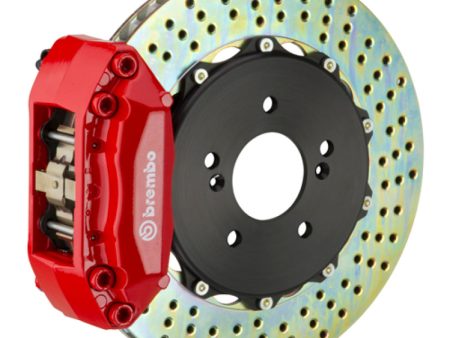 Brembo 00-02 CL500 Rear GT BBK 4 Piston Cast 2pc 328x28 2pc Rotor Drilled-Red Online now