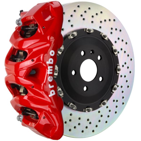 Brembo 05-11 G55 AMG Front GT BBK 8 Piston Cast 412x38 2pc Rotor Drilled-Red For Cheap