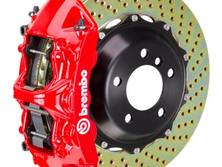 Brembo 03-07 H2 Rear GT BBK 4 Piston Cast 2pc 380x32 2pc Rotor Drilled-Red Hot on Sale