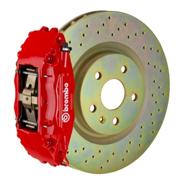 Brembo 02-07 Impreza WRX 08-14 WRX Front GT BBK 4 Piston Cast 326 x30 1pc Rotor Drilled-Red For Sale