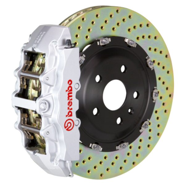 Brembo 00-02 RS4 Front GT BBK 6 Piston Cast 380x34 2pc Rotor Drilled-Silver Sale